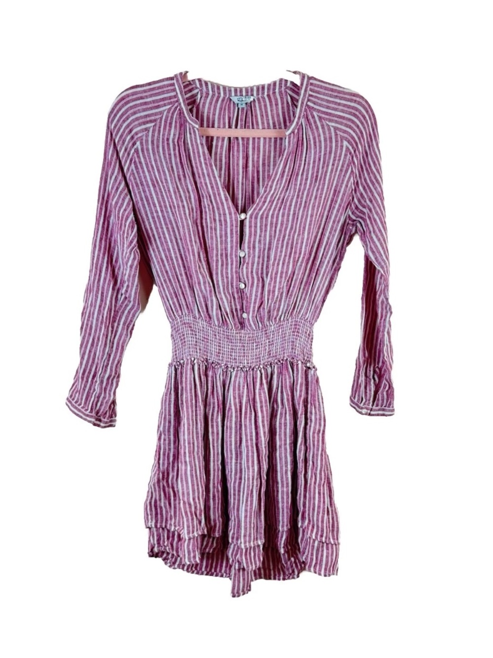 RAILS womens size XS Jasmine Lucia stripe red white long sleeve linen dress